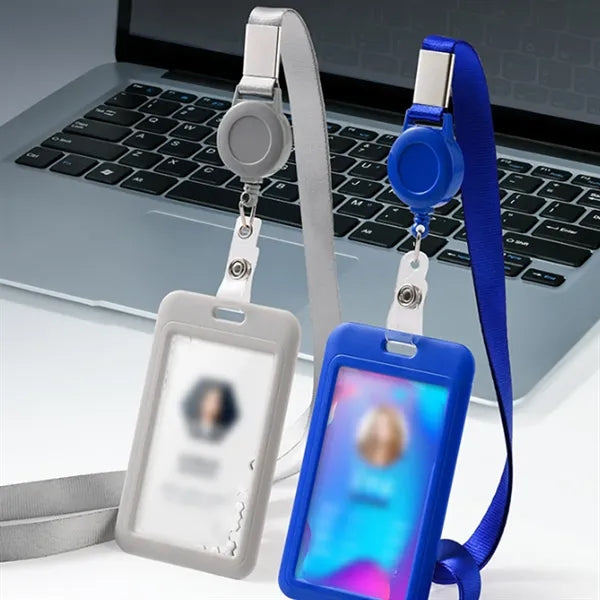 Retractable Flat Polyester Lanyard with Badge Reel