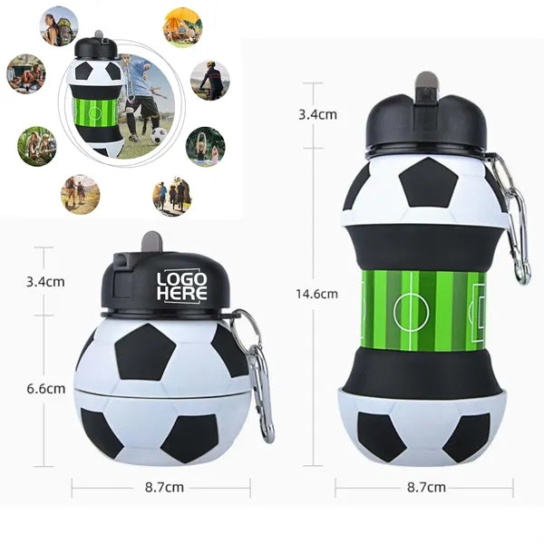 Foldable Silicone Soccer Water Bottle
