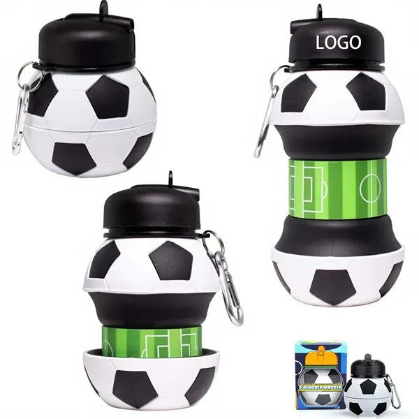 Foldable Silicone Soccer Water Bottle