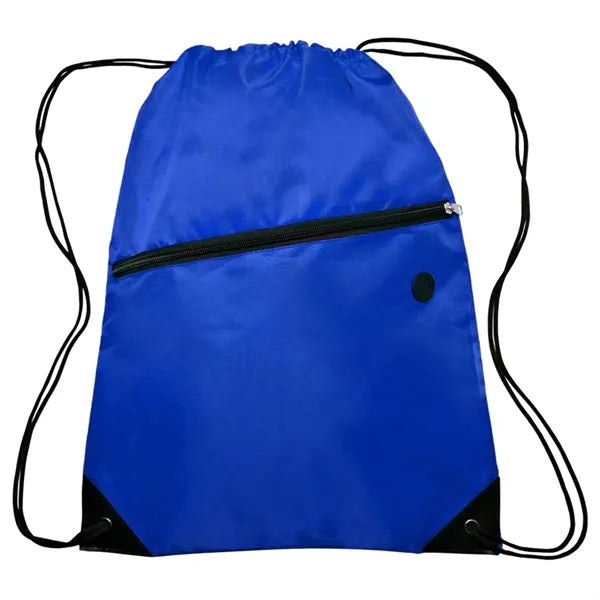 Drawstring Sports Bag with Front Zipper Pocket & Earphone Sl
