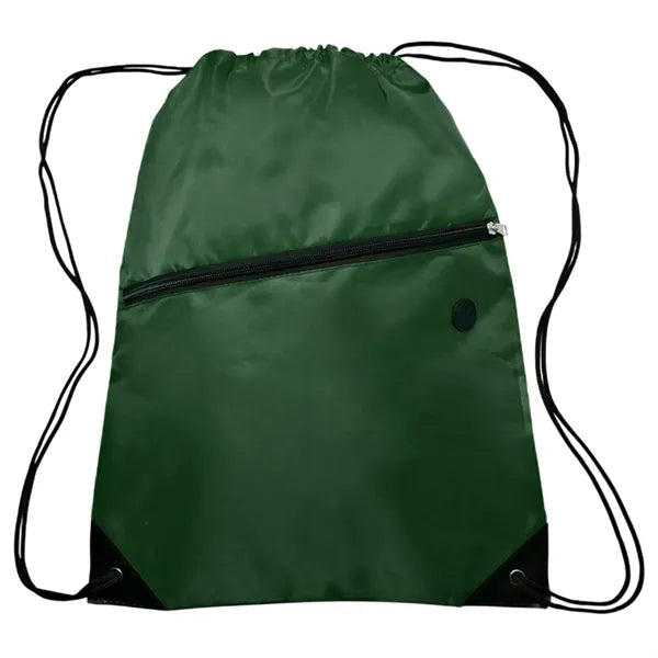 Drawstring Sports Bag with Front Zipper Pocket & Earphone Sl