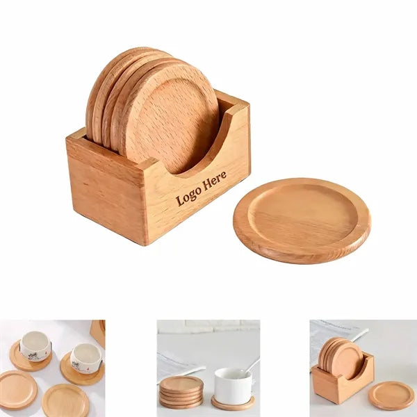 6 Piece Bamboo Coaster Set w/Coaster Stand