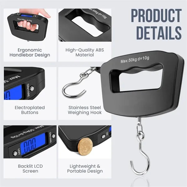 Digital Luggage Scale, 50KG with 10g Deviation, Portable Han