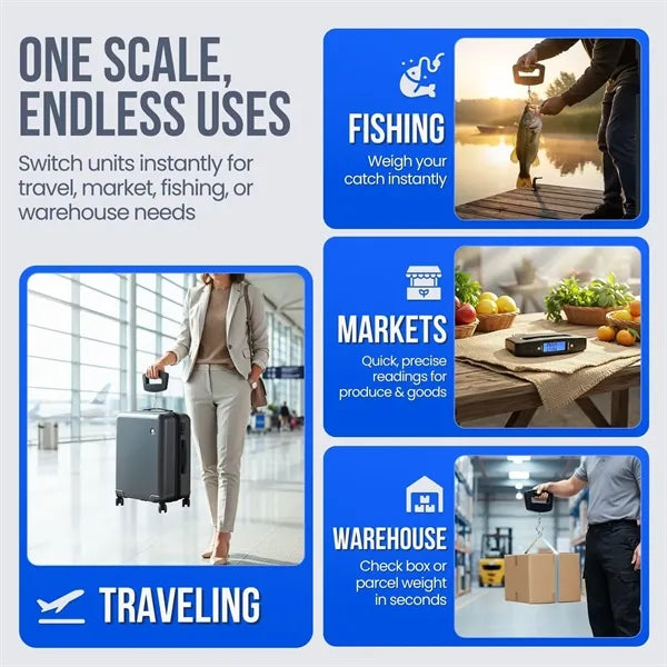 Digital Luggage Scale, 50KG with 10g Deviation, Portable Han