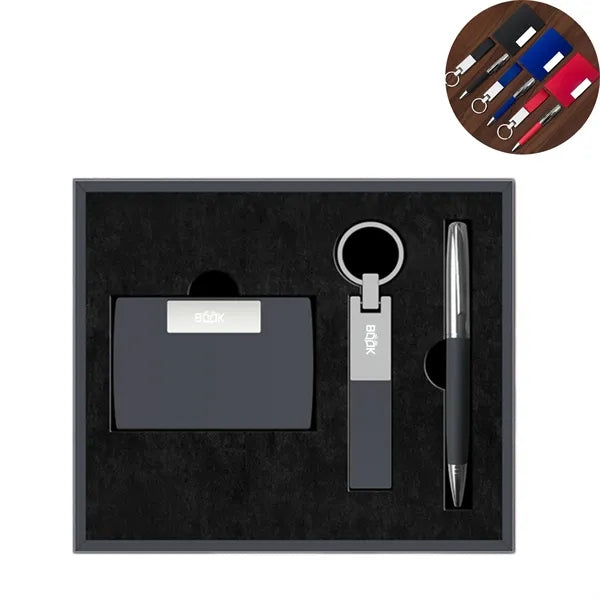 Metal Business Gift Set, Keychain, Card Holder and Pen