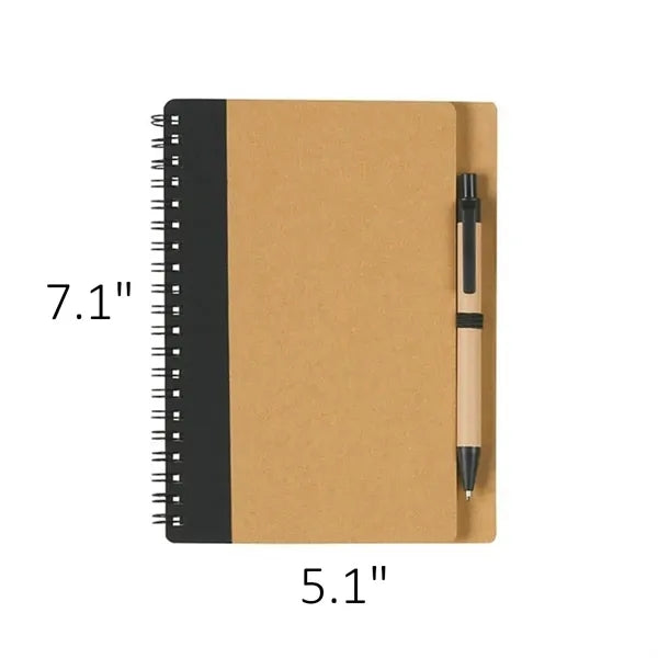 Kraft paper Spiral Notebook with Pen - 7 inches x 5 inches