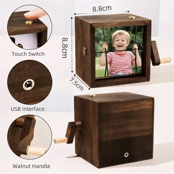 Black Walnut Handicrafts Album Mini Wooden Flip Book Custom