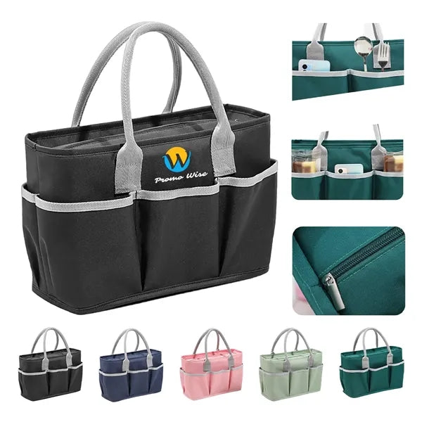 600D Multi-Pocket Double-Layer Aluminum Foil Lunch Handbag