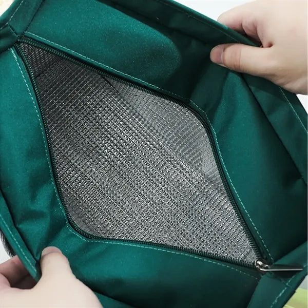 600D Multi-Pocket Double-Layer Aluminum Foil Lunch Handbag