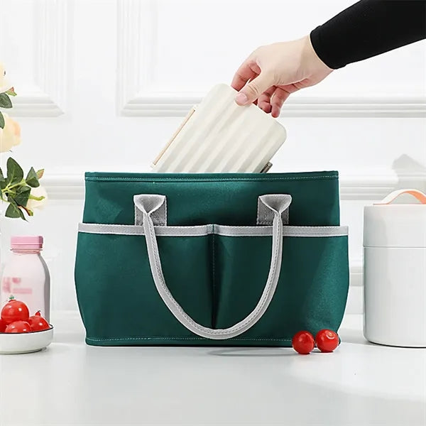 600D Multi-Pocket Double-Layer Aluminum Foil Lunch Handbag