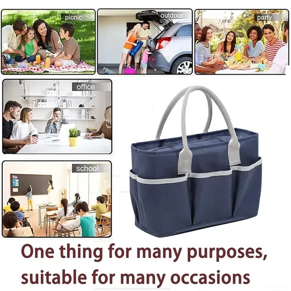600D Multi-Pocket Double-Layer Aluminum Foil Lunch Handbag