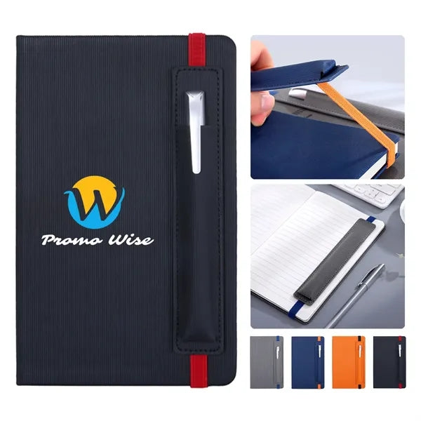 A5 Business Office Notebook Set With Elastic Pen Holder