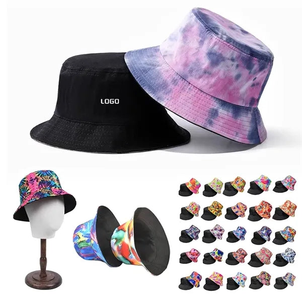 Sun Protection Tie Dye Bucket Hat Double-sided