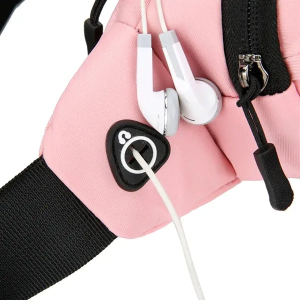 Sport Waterproof Waist Bag with Headphone Hole