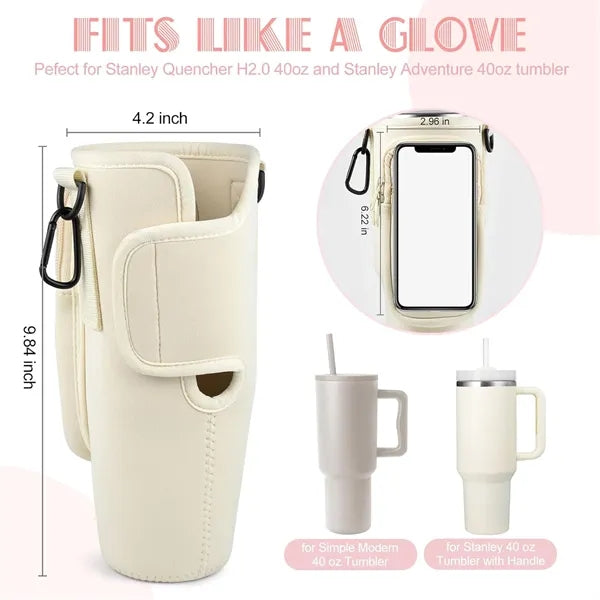 Water Bottle Bag with Shoulder Strap for 40 oz Tumble