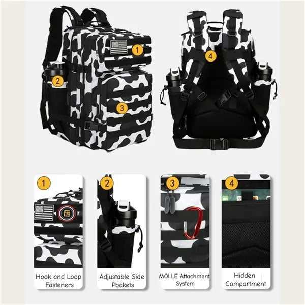 45L Water Resistant Camo Tactical Backpack with MOLLE System