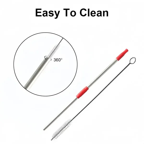 Stainless steel straw set