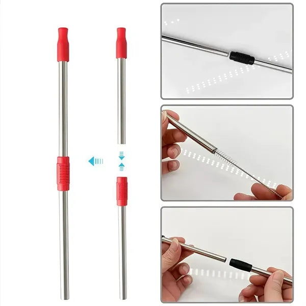 Stainless steel straw set