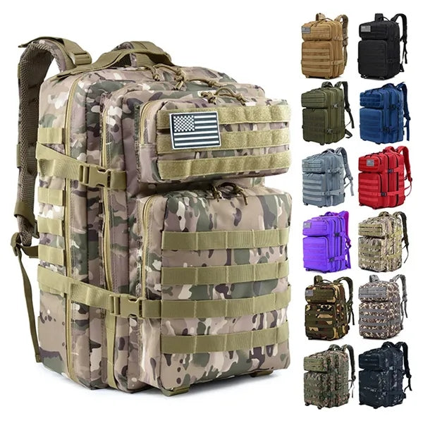 45L Camo Tactical Backpack with MOLLE System for Outdoor Use