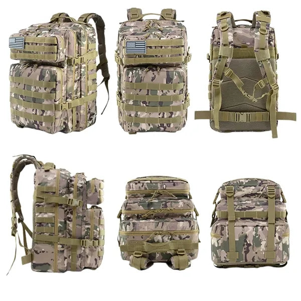 45L Camo Tactical Backpack with MOLLE System for Outdoor Use
