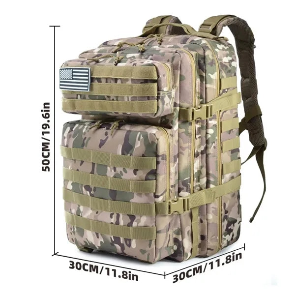 45L Camo Tactical Backpack with MOLLE System for Outdoor Use