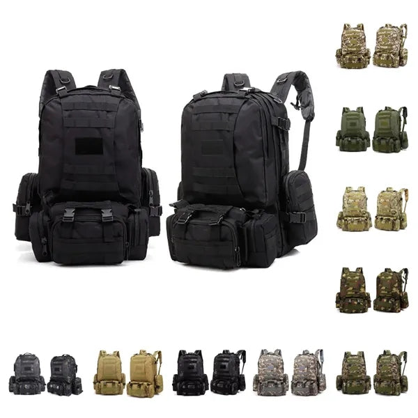 Modular Camo Tactical Backpack with Detachable Pouches
