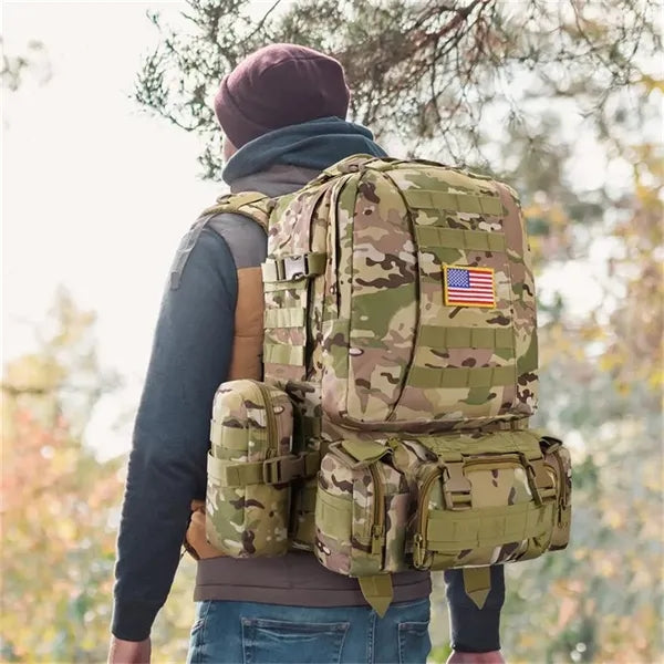 Modular Camo Tactical Backpack with Detachable Pouches