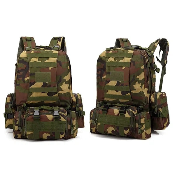 Modular Camo Tactical Backpack with Detachable Pouches