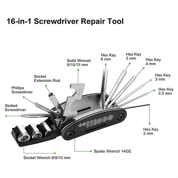 Multi Function Folding Bike Repair Kit