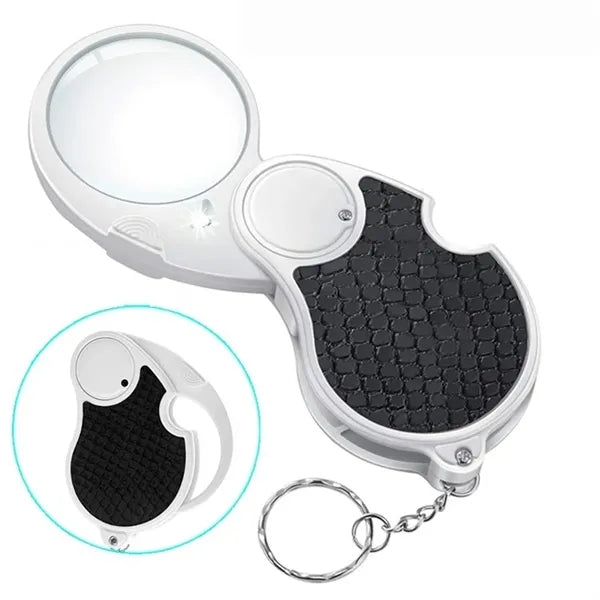 Foldable LED Keychain Magnifier with Light for Elderly