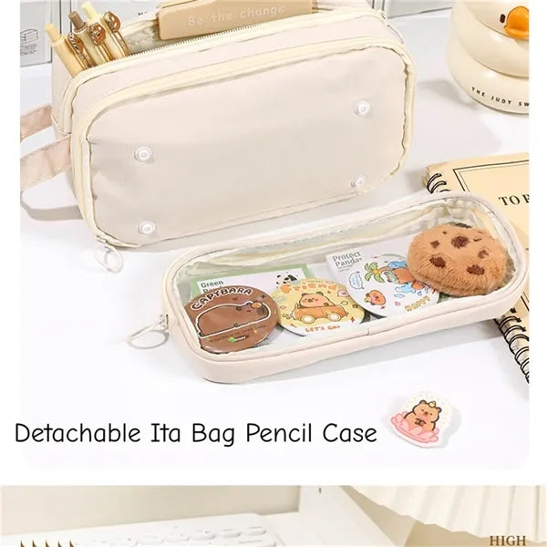 Detachable Large Capacity Pencil Case with Clear Window