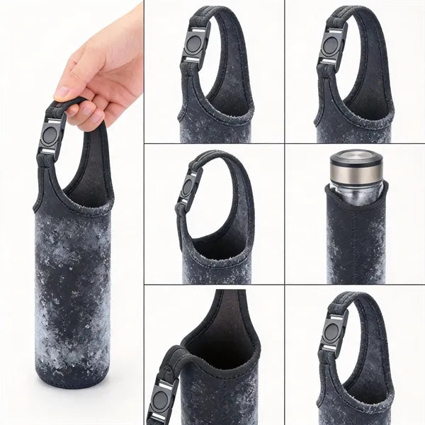 Neoprene Portable Insulated Bottle Carrier, Frees Hands