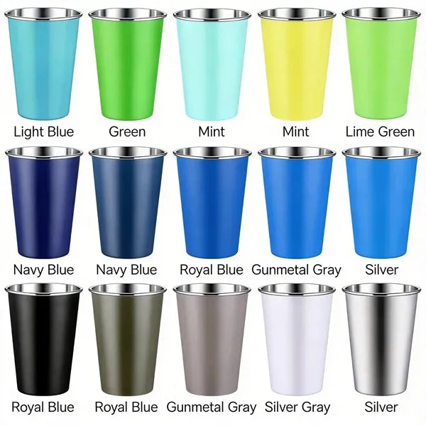 16oz Stainless Steel Shatterproof Portable Stackable Cups