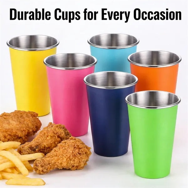 16oz Stainless Steel Shatterproof Portable Stackable Cups