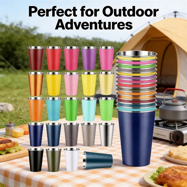 16oz Stainless Steel Shatterproof Portable Stackable Cups