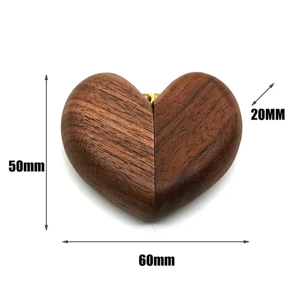 Heart Walnut Wood Ring Jewelry Box