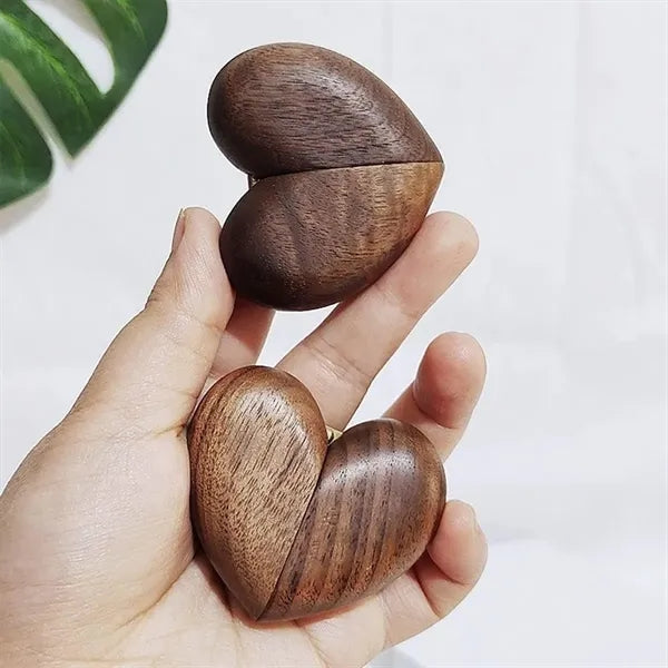 Heart Walnut Wood Ring Jewelry Box