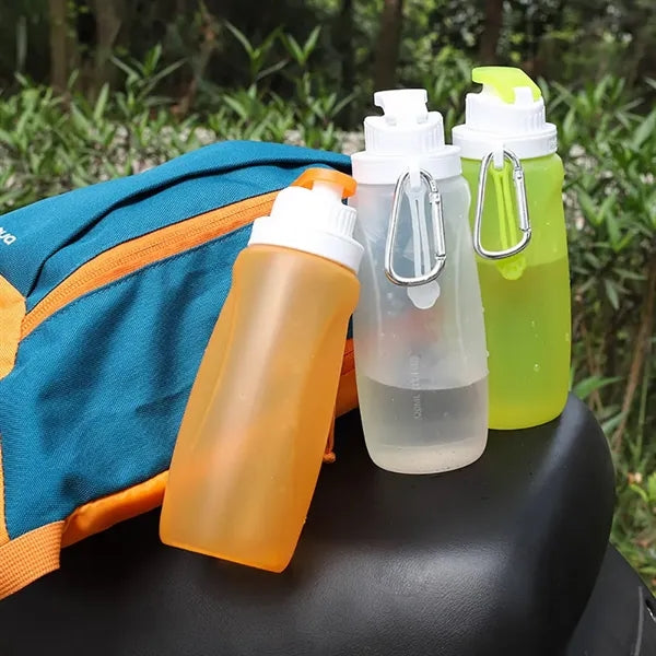 11 oz Silicone Collapsible Water Bottle With Keychain