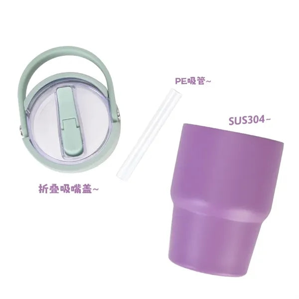 14oz Stainless Steel Tumbler with Handle Straw Lid for Trave