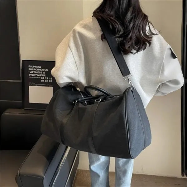 Canvas Duffle Bag with Leather Handles for Travel Weekend