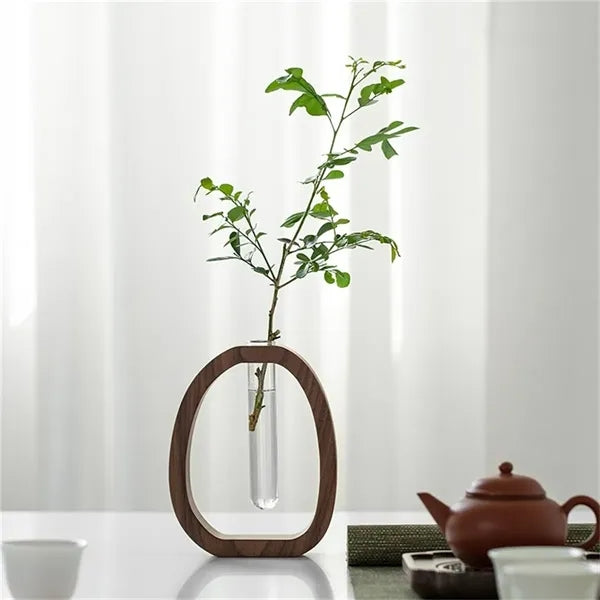 Wooden Propagation Station with Glass Test Tube for Plants