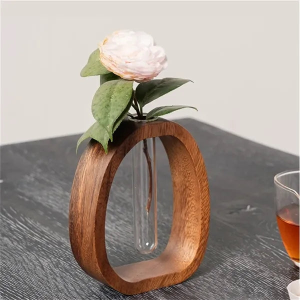 Wooden Propagation Station with Glass Test Tube for Plants