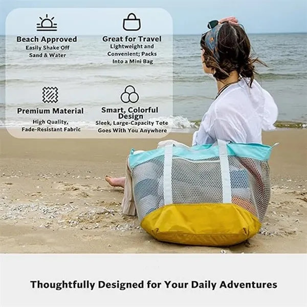 Single-Shoulder Mesh Storage Bag with Multiple Compartments