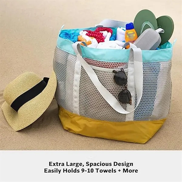 Single-Shoulder Mesh Storage Bag with Multiple Compartments