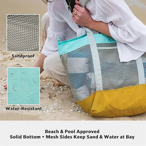 Single-Shoulder Mesh Storage Bag with Multiple Compartments