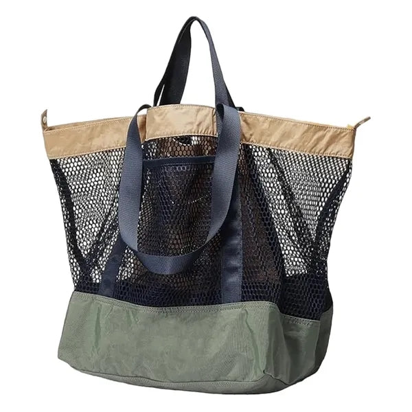 Single-Shoulder Mesh Storage Bag with Multiple Compartments