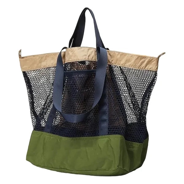 Single-Shoulder Mesh Storage Bag with Multiple Compartments