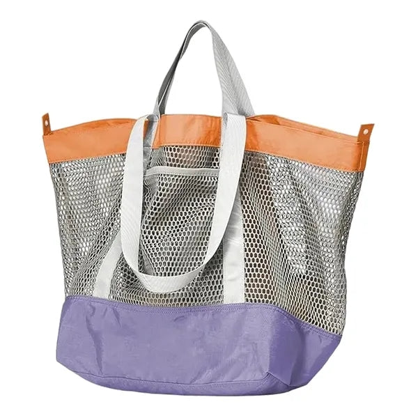 Single-Shoulder Mesh Storage Bag with Multiple Compartments