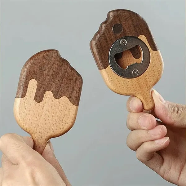 Wood Refrigerator Magnetic Opener Made of Walnut And Beech
