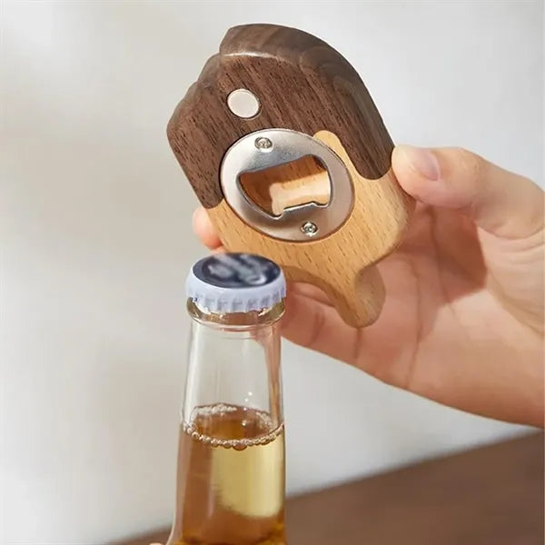 Wood Refrigerator Magnetic Opener Made of Walnut And Beech
